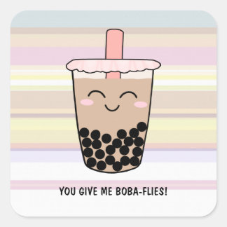 Cute Boba Milk Tea Pun Square Sticker