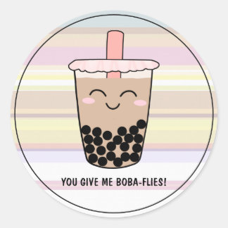 Cute Boba Pearl Milk Tea Pun Classic Round Sticker