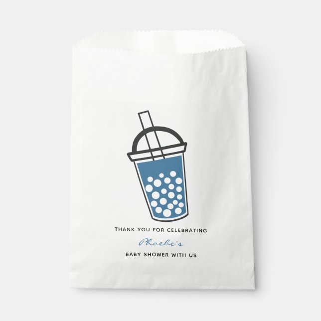 Cute Boba Tea Baby Shower Thank You Personalized Favour Bag (Front)