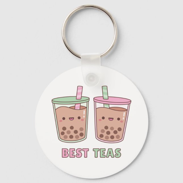 Cute Boba Tea, Best Teas Pun, Bestie keychain (Front)