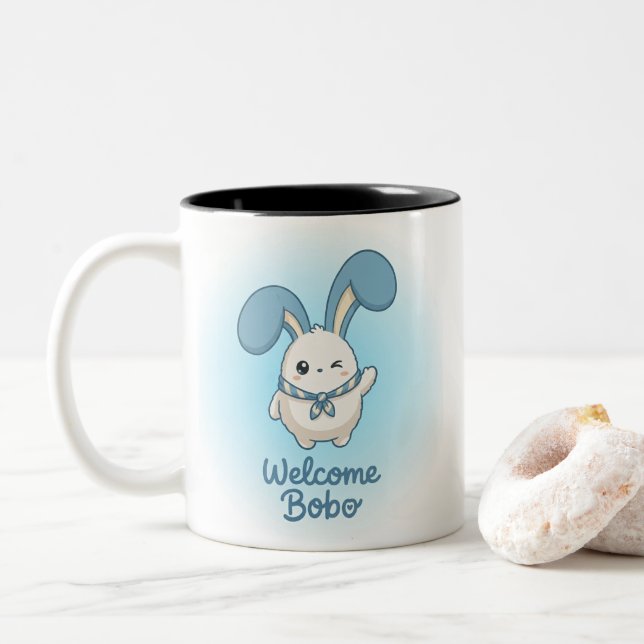 Cute Bobo Bunny Personalized Mug - Kawaii Aestheti (With Donut)