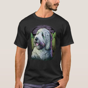 Cute Bobtail Dog on Old English Sheepdog T-Shirt