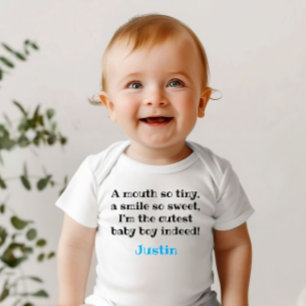 cute bodysuit with baby boy quote and name,