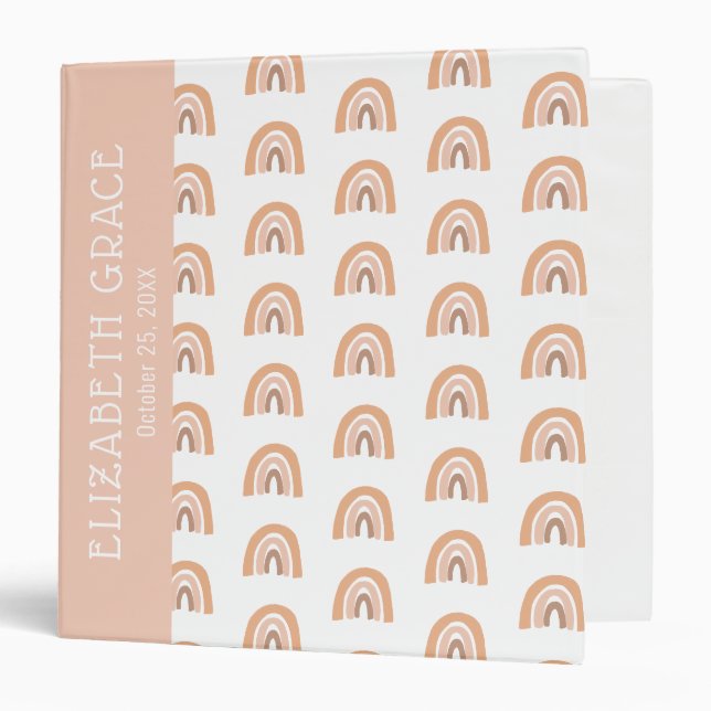 cute bohemian rainbow terracotta baby photo album binder (Front/Inside)