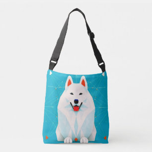 Cute Boho Abstract Art Samoyed Puppy Dog Crossbody Bag