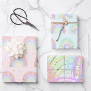 Cute Boho Abstract Watercolor Rainbow Gift Wrapping Paper Sheet