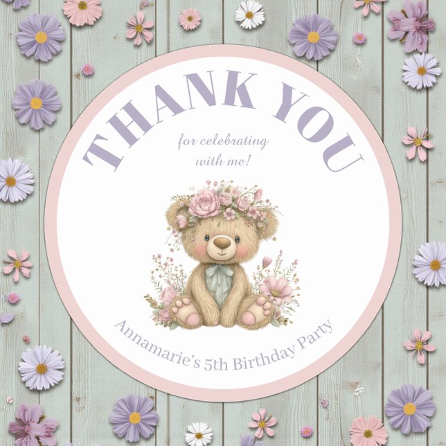 Cute Boho Animal Birthday Party Classic Round Sticker (Creator Uploaded)