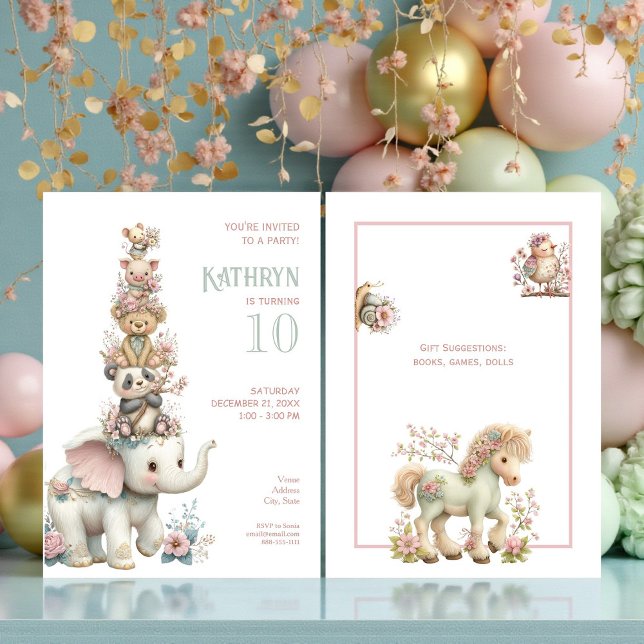 Cute Boho Animal Birthday Party Invitation (Creator Uploaded)