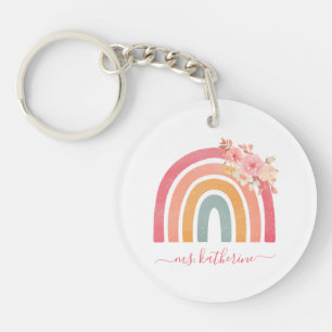 Cute Boho arc-en-ciel avec aquarelle rose fleurs