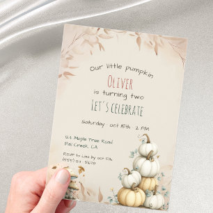 Cute boho Autumn Our little pumpkin birthday Acrylic Invitations