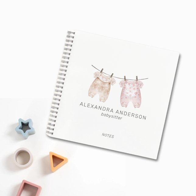 Cute Boho Baby Clothing Watercolor Babysitter  Notebook (Boho Baby Clothing Watercolor Babysitter Notebook)