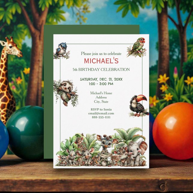 Cute Boho Baby Safari Birthday Party Invitation (Creator Uploaded)