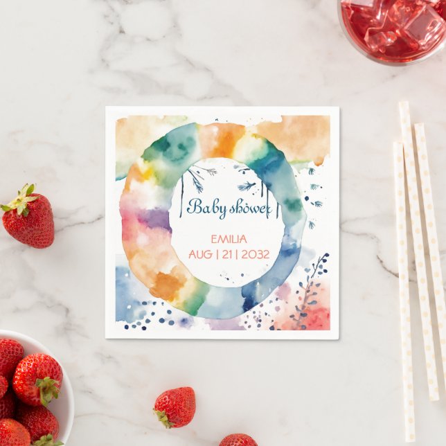 Cute Boho Baby Shower Custom Napkins Personalized (Insitu)