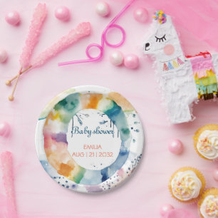Cute Boho Baby Shower Custom Paper Plates 