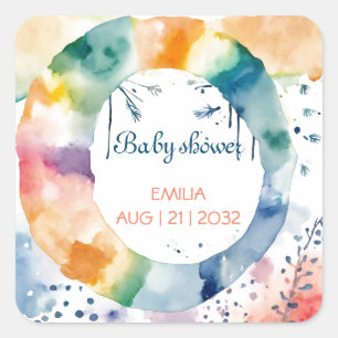 Cute BOHO Baby Shower Custom Square Sticker