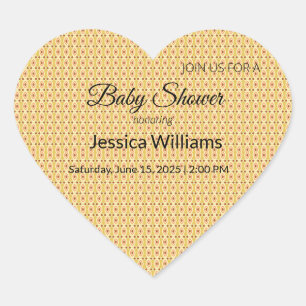 Cute Boho Baby Shower Gender Neutral, Customizable Heart Sticker