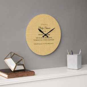 Cute Boho Baby Shower Gender Neutral, Customizable Large Clock