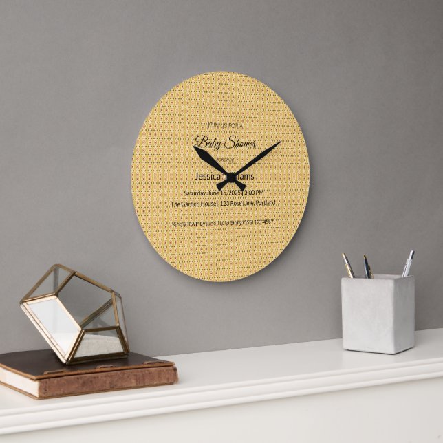 Cute Boho Baby Shower Gender Neutral, Customizable Large Clock (Office)