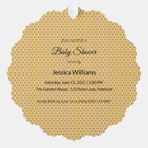 Cute Boho Baby Shower Gender Neutral, Customizable Ornament Card