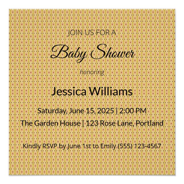 Cute Boho Baby Shower Gender Neutral, Customizable Poster (Front)