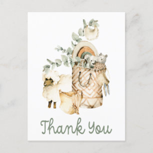 Cute Boho Baby Shower Gift Thank You Postcard