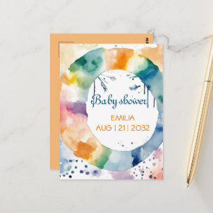 Cute Boho Baby Shower Postcard – Custom Neutral 
