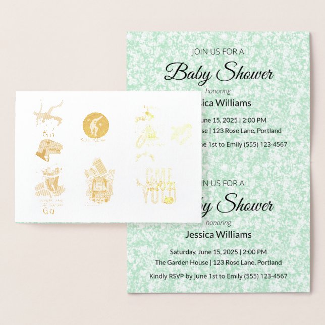 Cute Boho Baby Shower UPDATE Foil Card (Display)