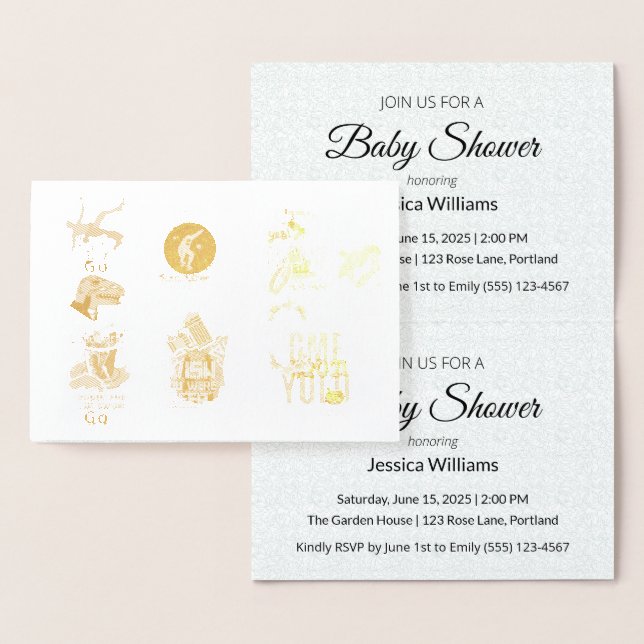 Cute Boho Baby Shower UPDATE Foil Card (Display)