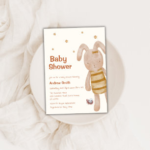 Cute Boho Bunny Toy Baby Shower Invitation