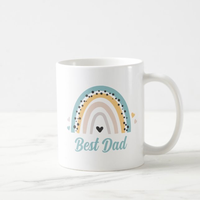 Cute Boho Chic Blue Rainbow Custom Name Script  Coffee Mug (Right)