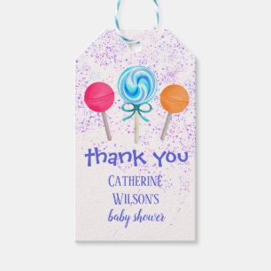 Cute Boho Chic Lollipops Baby Shower Gift Tags