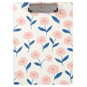 Cute Boho Chic Pink Flowers Pattern  Clipboard
