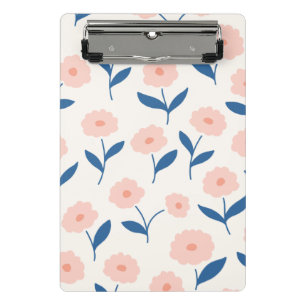 Cute Boho Chic Pink Flowers Pattern Mini Clipboard