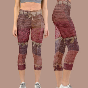 Cute Boho Chic Rag Rug Multicolored Capri Leggings