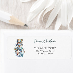 Cute Boho Christmas Snowman Holiday Return Address