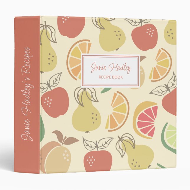 Cute Boho Citrus Yellow Recipe Binder (Front/Spine)