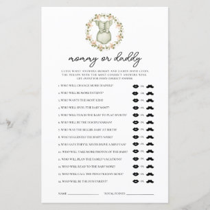 Cute Boho Clothes Mommy or Daddy Baby Shower Game