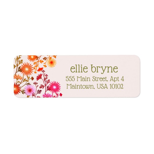 Cute Boho Country Pink Floral Label (Front)