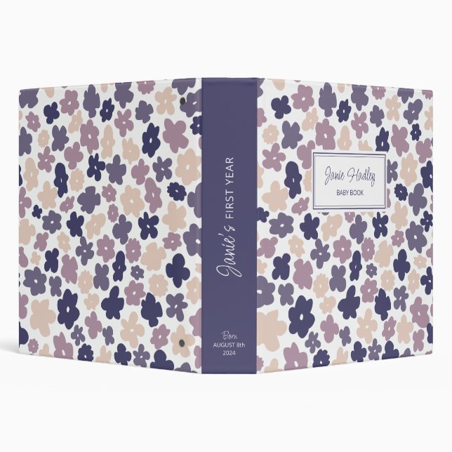 Cute Boho Daisy Baby Photo Book Binder (Background)