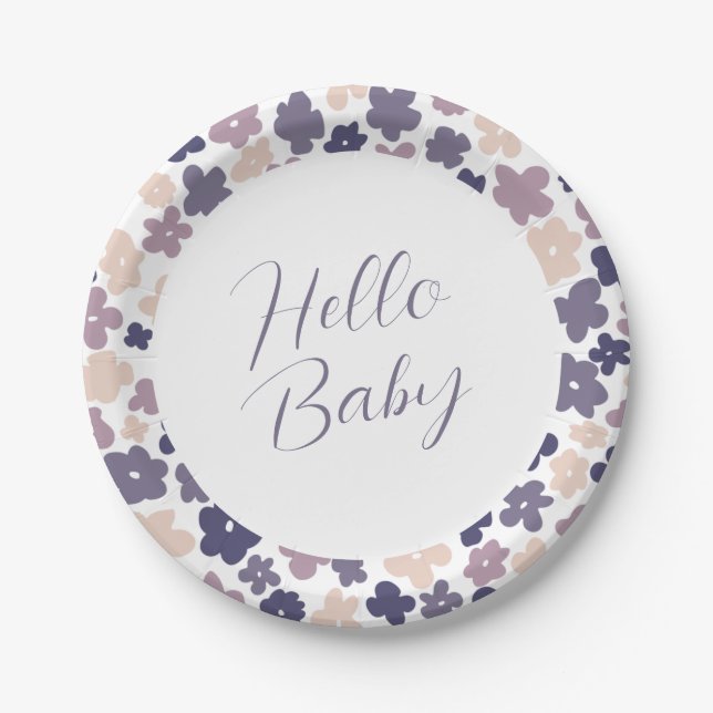 Cute Boho Daisy Baby Shower Paper Plate (Front)