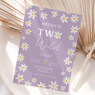 Cute boho daisy rainbow two wild 2nd birthday kids invitation