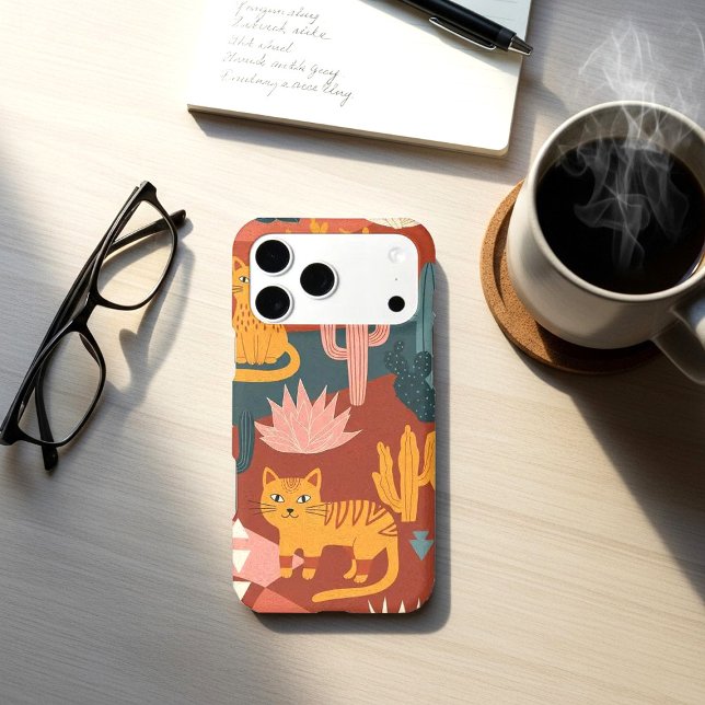 Cute Boho Desert Cats Cactus Succulent Pattern (Creator Uploaded)