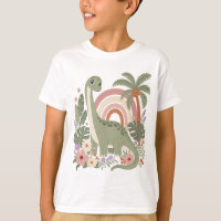 Cute Boho Dinosaur | Pastel Rainbow Dino | Floral
