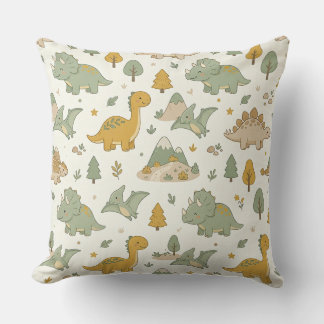 Cute Boho Dinosaur Pattern Outdoor Pillow