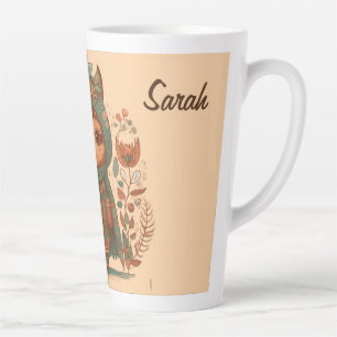 Cute boho floral owl custom   latte mug