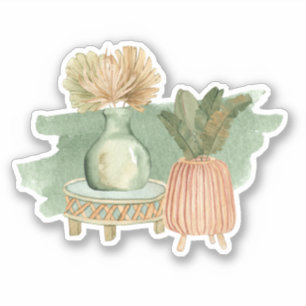 Cute Boho Floral Pastel Leaf Green Sticker