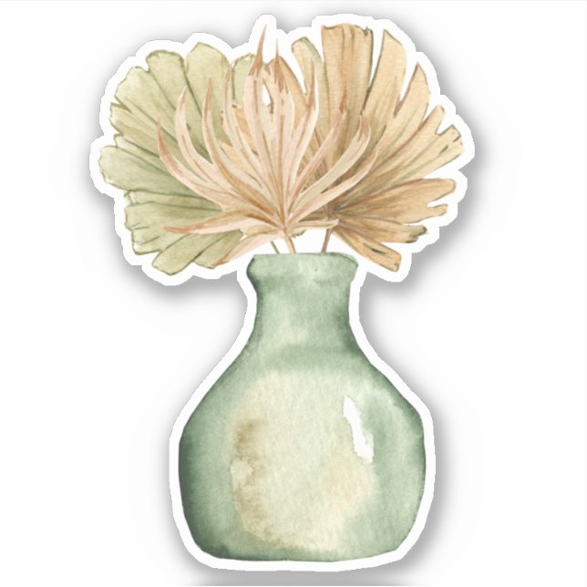 Cute Boho Floral Pastel Leaf Green Sticker (Front)
