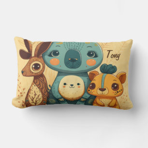 Cute boho floral rabbit lumbar pillow