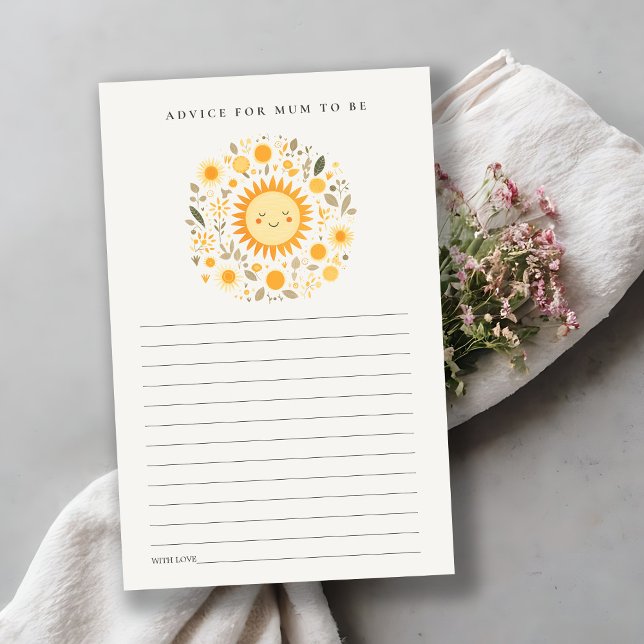 Cute Boho Floral Sun Advice For Mum Baby Shower (Creator Uploaded)