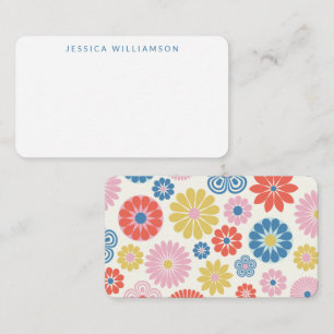 Cute Boho Flower Blue Custom Name Gift Enclosure Card